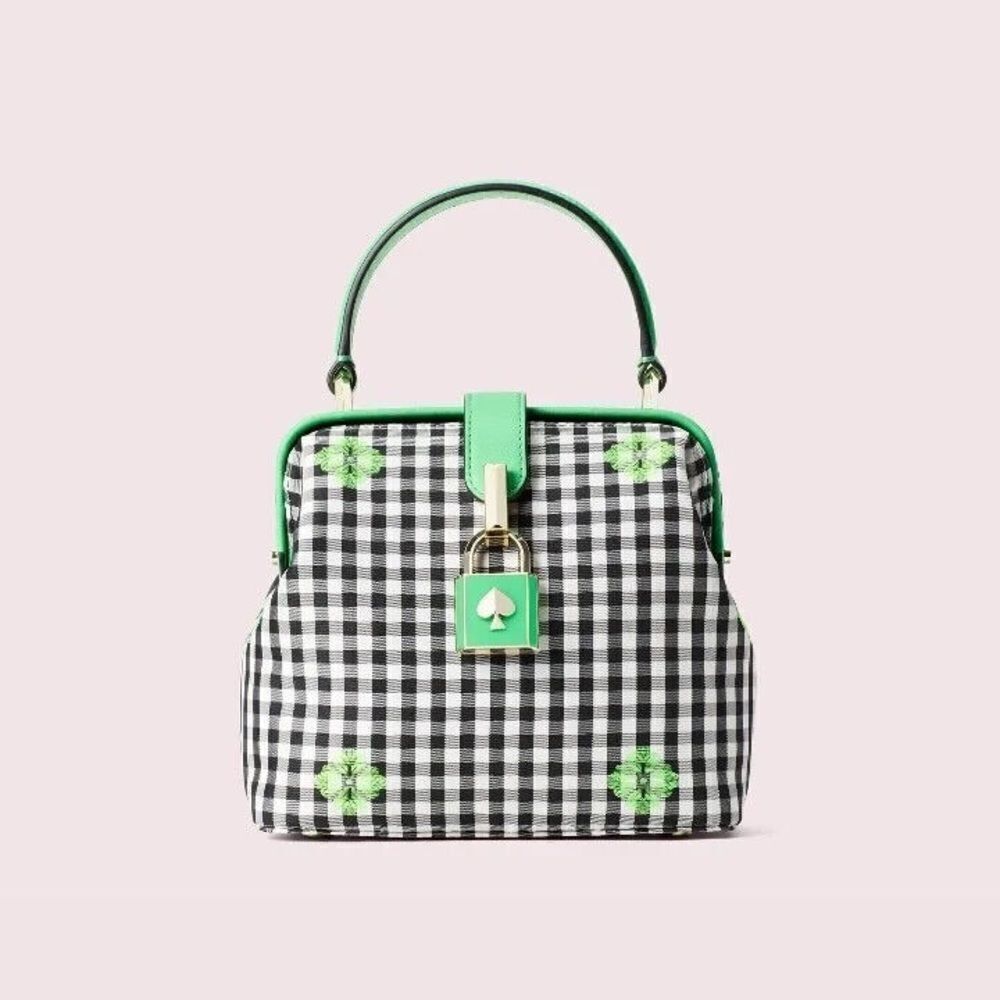 Kate Spade Green and Black Checkered Handbag